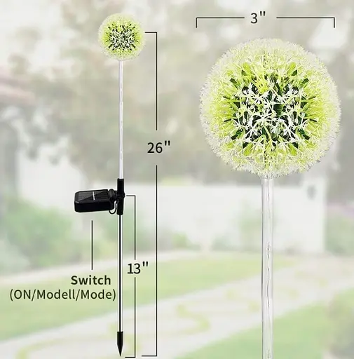 Светильник на солнечных батареях цветок лука уличный 2 шт - фото 4