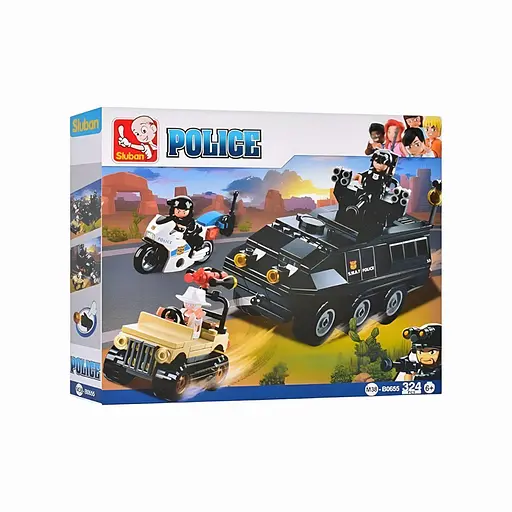 Конструктор Sluban Полиция M38-B0655 — 3 транспорта, фигурки, 324 детали, разноцветный - фото 2
