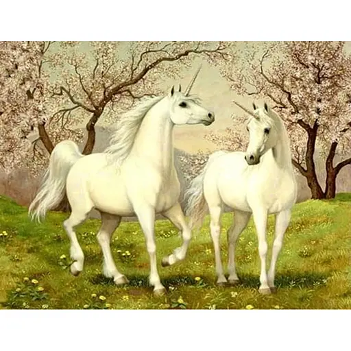Картина Алмазна мозаїка 40 * 50 см зі стразами на підрамнику Чарівні конячки c принт. Рамою - фото 1