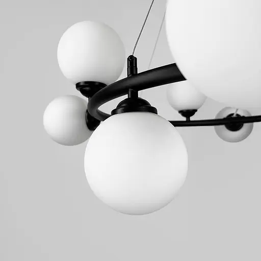 Кольцевая черная люстра на 12 белых плафонах Ø 80 см | Line F | Ст. 1548/12 BK - фото 3