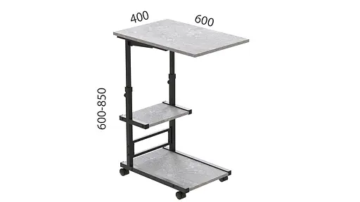 Стіл приставний Ferrum-decor Адан 62x40x60 метал Чорний ДСП Бетон 16мм (FRD-102490) - фото 3