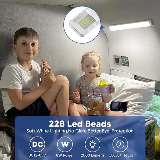 Набір Kriogor з 2 універсальних світлодіодних світлових смуг 12 В 228 LED з вимикачем біла лампа 6000 K - фото 6