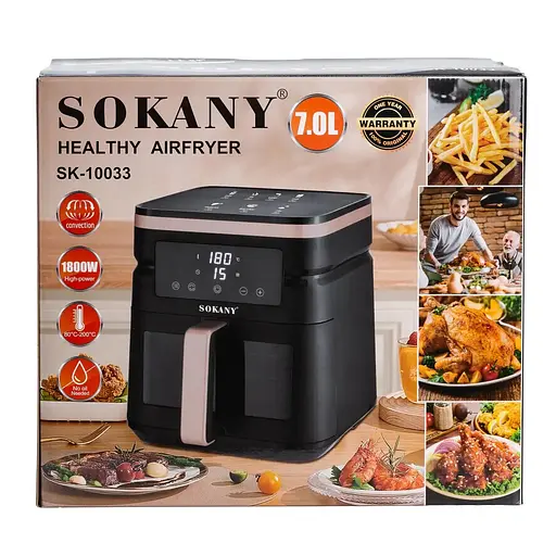 Аэрофритюрница безмасляная Sokany SK-10033 7 л электрическая с сенсорным управлением 1800 Вт - фото 6