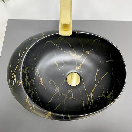 Умивальник VBI Valiano marble black matt накладний VBI-016101, Чорний матовий - фото 5