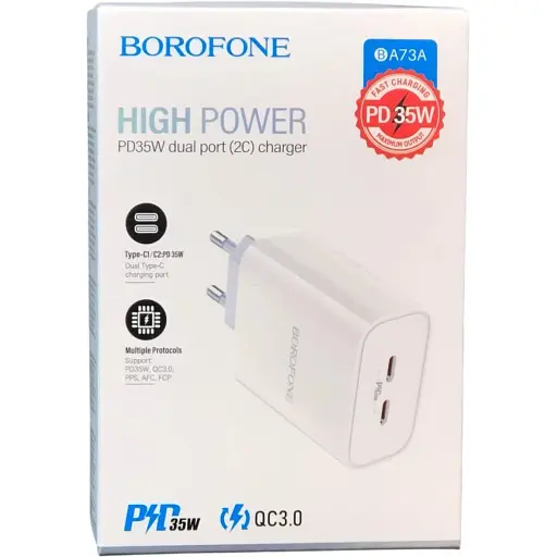 Зарядний пристрій Borofone BA73A Young PD35W Dual port (2 виходи Type-C) - фото 1