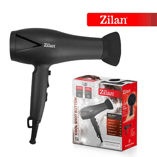 Фен для волосся Zilan ZLN4872 гаряче/холодне повітря 2000 Вт 3 швидкості концентратор 1 шт. чорний (33705-IS) - фото 6