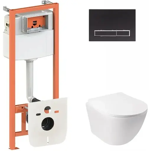 Набір Q-tap інсталяція 3 в 1 Nest QT0133M425 з панеллю змиву лінійною QT0111M08V1091MB + унітаз з сидінням Jay QT07335176W - фото 1