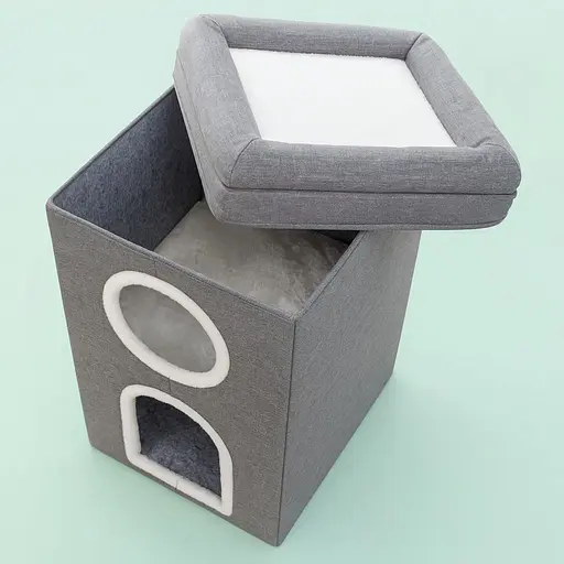 Дряпка-будиночок Trixie Saul для котів сизаль/плюш сіра/біла 39х39х64 см [CD] - фото 4