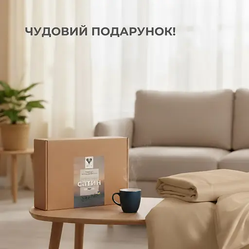 Комплект постільної білизни Ideia Сатин євро 200х220 см (8-36088_беж) - фото 3