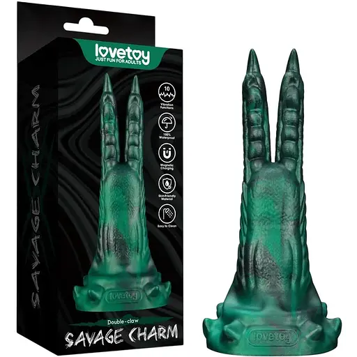 Вібратор Lovetoy Double-Claw Savage Charm 19.4 см зелений