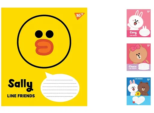 Зошити учнівські 12 аркушів коса лінія. YES Line Friends, 25 шт. в упаковці