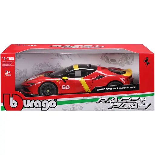 Автомодель Bburago R&P Ferrari SF90 Stradale Assetto Fiorano 1:18 (18-16021) - фото 7