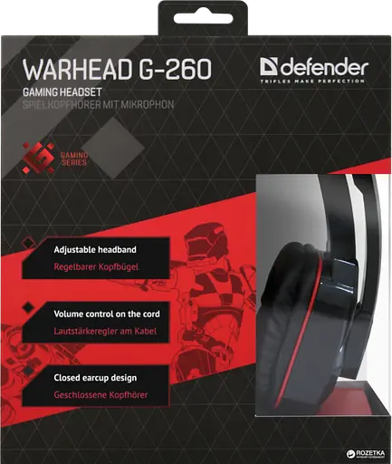 Ігрові навушники Defender Warhead G-260 1.8 м (Червоно-чорні) - фото 4