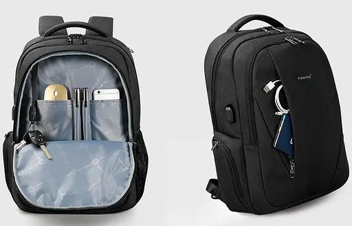 Рюкзак міський офисний Tigernu T-B3399 22л з USB для ноутбука 15.6" Black Grey (17051) - фото 5