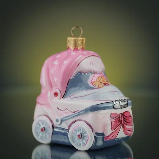 Ялинкова прикраса Різдвяні історії Візочок для дівчинки скло (4820001178845) - фото 2