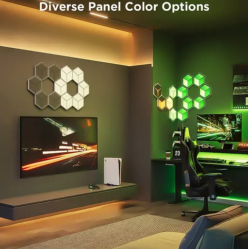 Набір настінних світильників Govee H606A Glide Hexagon Light, 7, RGBIC, WI-FI/Bluetooth, білий - фото 6