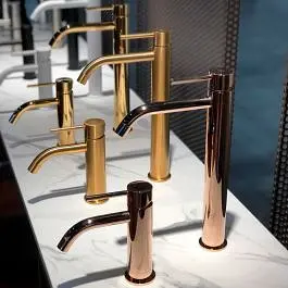 Смеситель для раковины высокий Paffoni Light без донного клапана honey gold LIG081HG, Золотой - фото 2