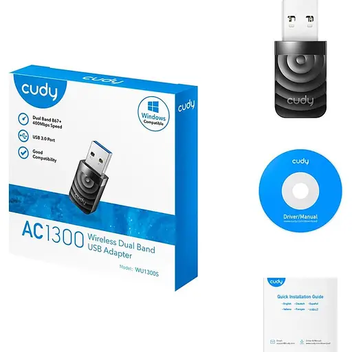 Адаптер WiFi Cudy WU1300S, AC1300 Wi-Fi USB 3.0 Adapter - фото 4