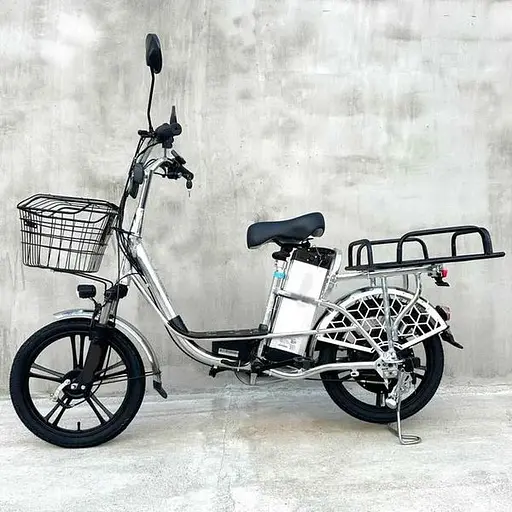 Электровелосипед E-scooter V12 двухместный 18 дюймов 600W 48V 16Ah + грузовой усиленный багажник - фото 2