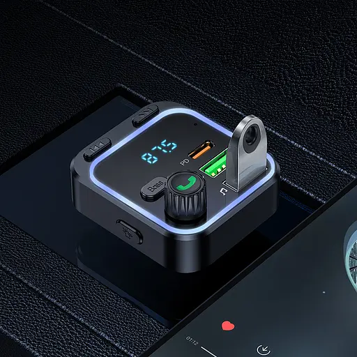 АЗП з FM-модулятором BOROFONE BC53 Highway PD20W+QC3.0 car BT FM transmitter 18W Black - фото 8