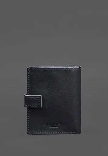 Кожаная обложка-портмоне на паспорт с гербом Украины 25.1 темно-синяя - фото 7