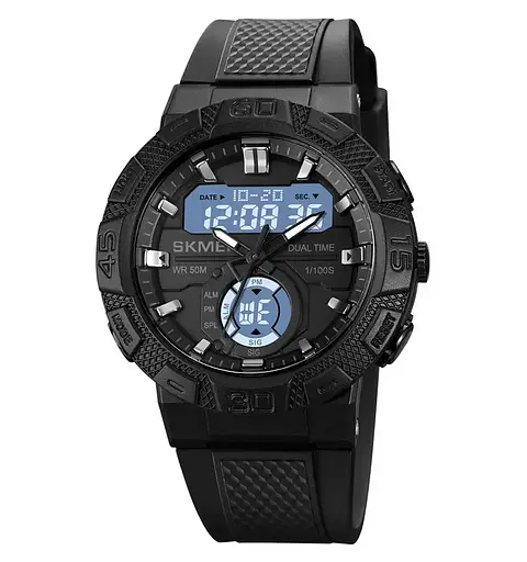 Чоловічий спортивний годинник Skmei 1881 (Чорний з білим) - фото 3