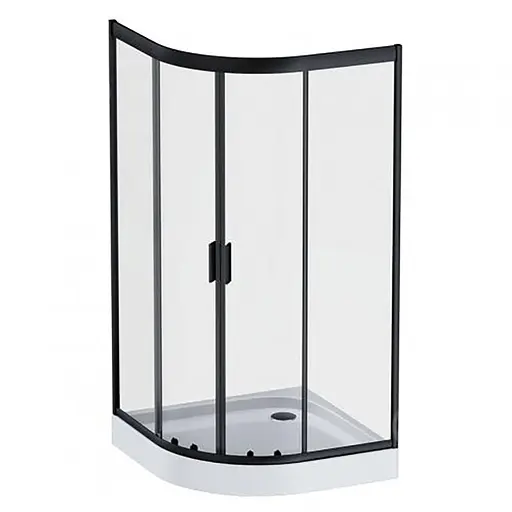 Душевая кабина Am.Pm Gem 1/4 Round 100x100 см без поддона black W90UG-401-100BT, прозрачный, черный - фото 1
