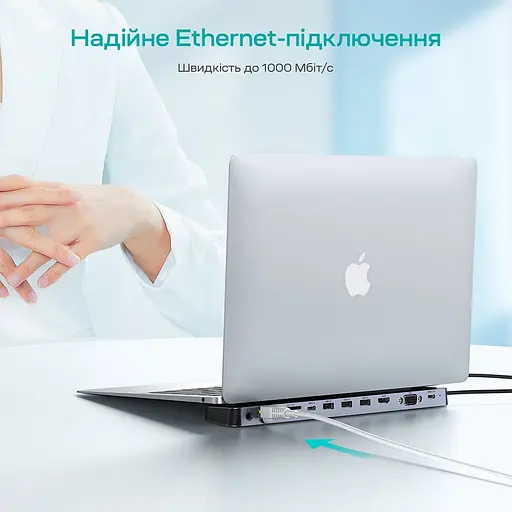 USB-C хаб 11-в-1 Choetech M20 HDMI 4K/30Hz, VGA, 3 USB-A 3.0, USB-C 3.0, RJ45, USB-C PD, SD-card, TF-card, 3.5mm audio (43-00154) - фото 8