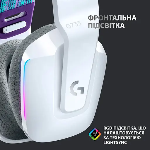 Ігрова гарнітура Logitech G733 Lightspeed Wireless RGB White (981-000883) - фото 4