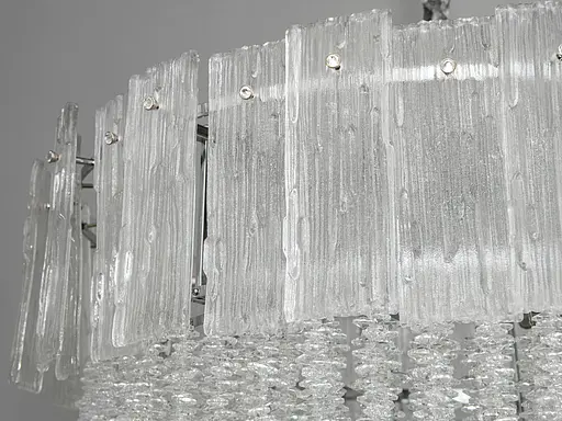 Люстра підвісна з скляними елементами на 20 ламп, колір хром - фото 4