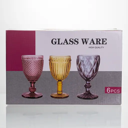 Набор бокалов для вина 6 штук 240 мл бокалы на ножке стеклянные фужеры для вина подарочные Yiwu HP-19-190 - фото 4