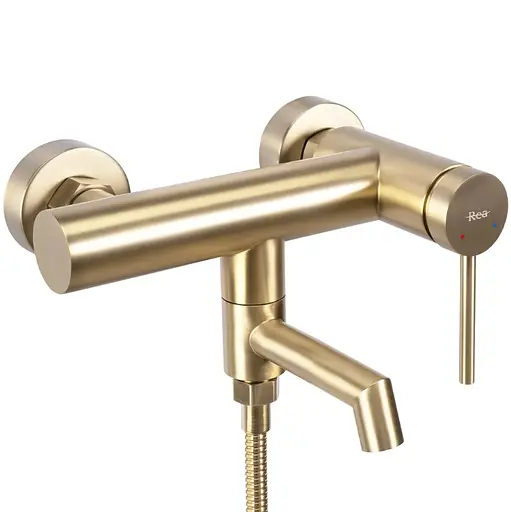 Змішувач для ванни Rea Foss brushed gold настінний з виливом REA-B5112 Золотий - фото 2