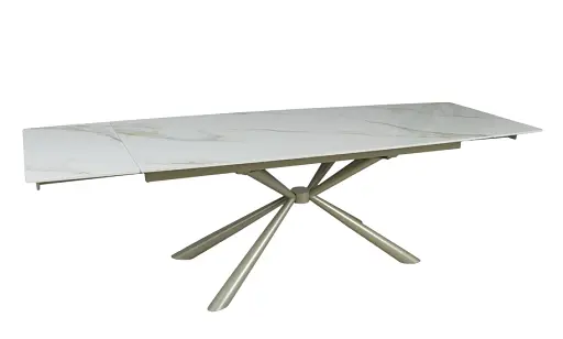 Стіл Рим обідній розкладний білий глянець 1800/2600x900x750 ноги шампань - фото 4