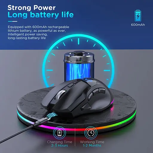 Компьютерная мышь MiKESPN W10 игровая с аккумулятором и подсветкой 2.4 gHz+Bluetooth - фото 9