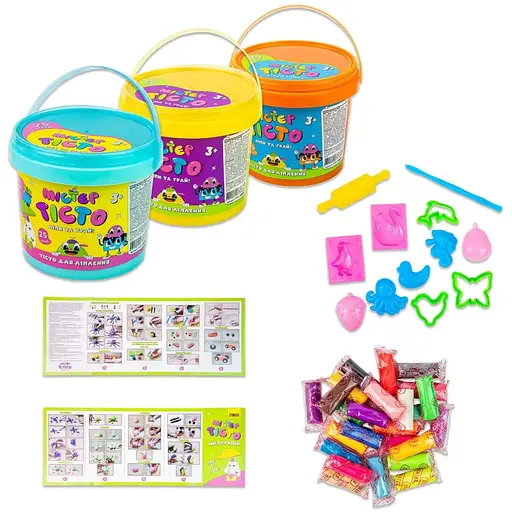 Набор для творчества Мистер тесто 25 штук в ведре Strateg на украинском языке (41004)
