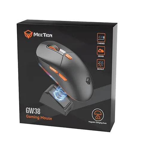Беспроводная мышь MEETION GW38 2.4G+Bluetooth с магнитной зарядкой черная - фото 3