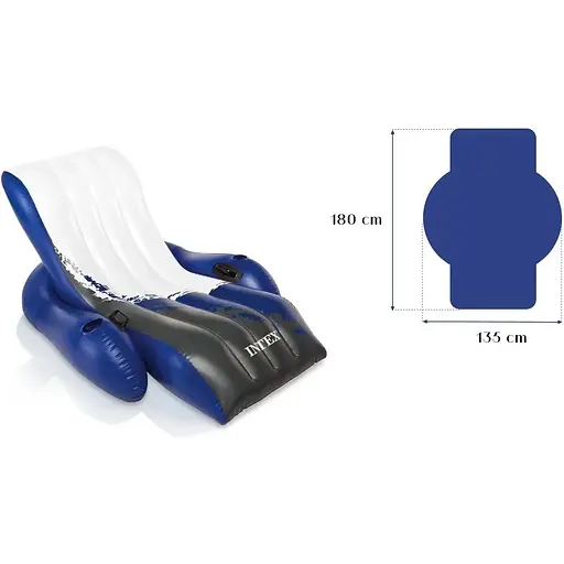 Надувное кресло в виде шезлонга с подлокотникамии Intex (58868). Размер: 180x135 см - фото 3