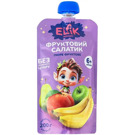 Пюре фруктовое Elfik Magic Фруктовый салатик 200 г 6 шт.