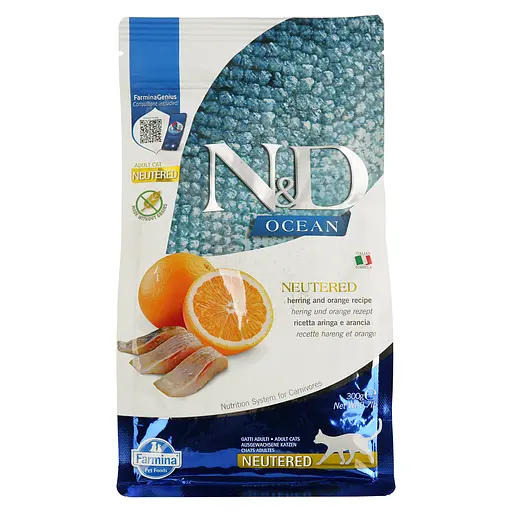 Сухой корм для кошек Farmina N&D Grain Free Ocean Sterilized с сельдью и апельсином 300 г - фото 2