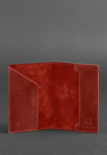 Кожаная обложка для паспорта коралловая с американским гербом - фото 4