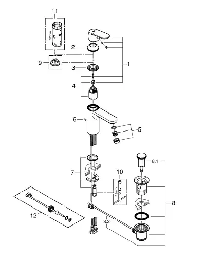 Змішувач для умивальника Grohe EuroSmart Cosmopolitan М-size одноважільний Хром 30412 - фото 10