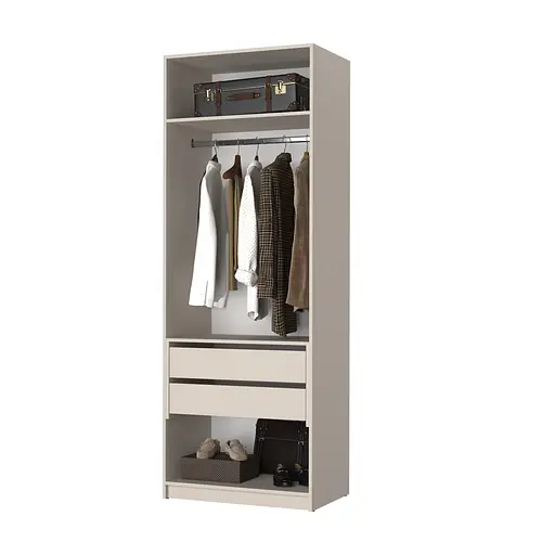 Шафа 2-дверна MebelStar Оскар Gloss BL-B, блок шухляд 80x52x220 см Антрацит/Альмонд (MBS-5130) - фото 2