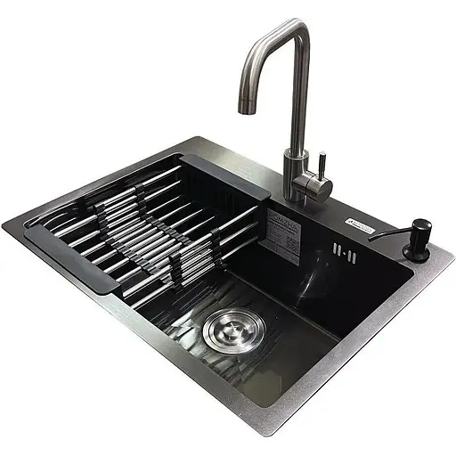 Комплект мийка + змішувач Romzha Arta U-550S BL (B)