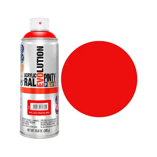 Фарба-аерозоль Pintyplus на водній основі Evolution Ral 3020 Червоний 400 мл (8429576170801) - фото 2