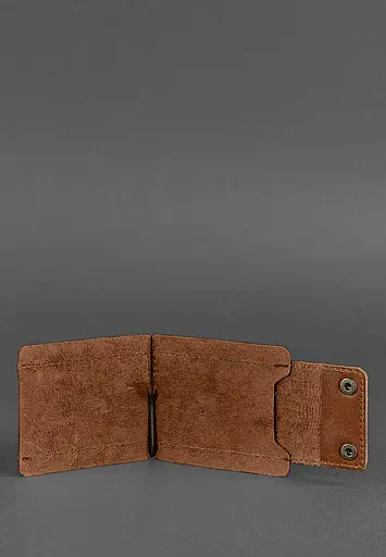 Мужской кожаный портмоне светло-коричневый 10.0 зажим для денег - фото 4