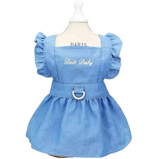 Платье Ginger для животных S Best Baby джинс хлопок на липучке голубое Д-20 см ОГ-32 см ОШ-23 см