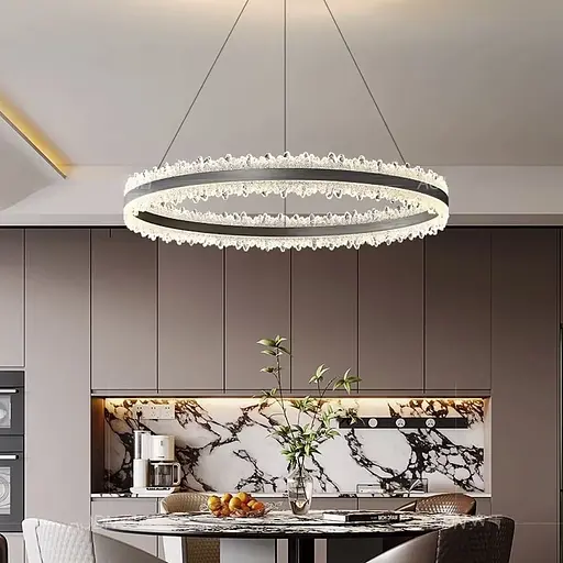 Волшебная подвесная люстра в черном корпусе с кольцом Ø 80 см Ст. MJ304-800 BK | Line F - фото 1