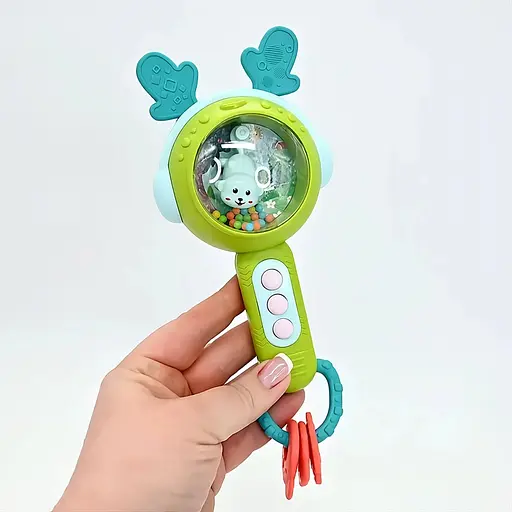 Інтерактивне брязкальце M 608 з мелодіями, тваринами та світлом, зеленого кольору