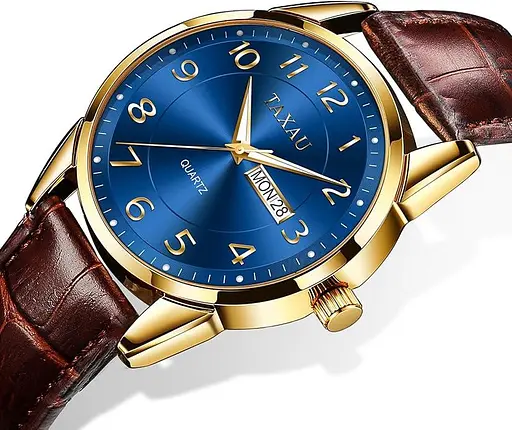 Чоловічий годинник з великим обличчям Легко читаний годинник з арабськими цифрами для чоловіків Класичний чорний коричневий - фото 6