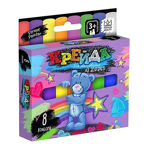 Мел для рисования на асфальте Danko Toys MEL-02-02U 8 шт, тонкий, Укр - фото 1